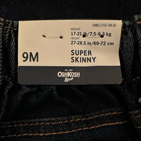Nwt OshKosh Dark Wash Skinny Jeans 9Mo - Picture 5 of 5